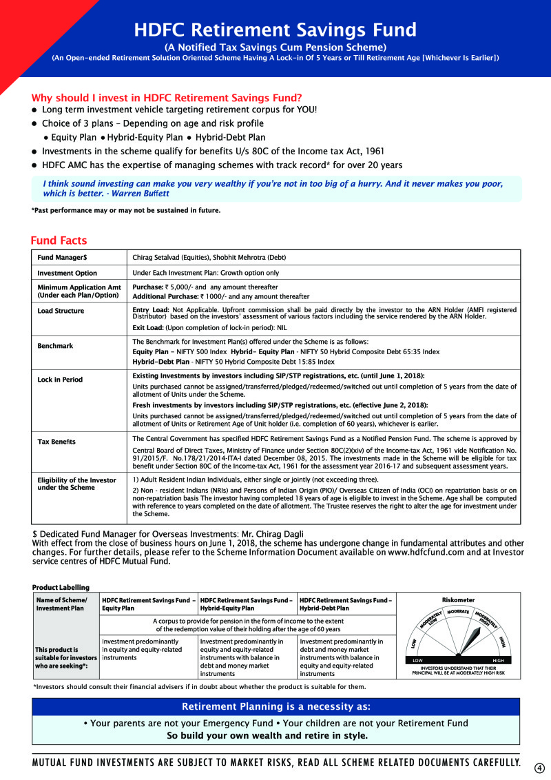 HDFC Retirement Savings Fund Product Presentation &amp; Leaflet